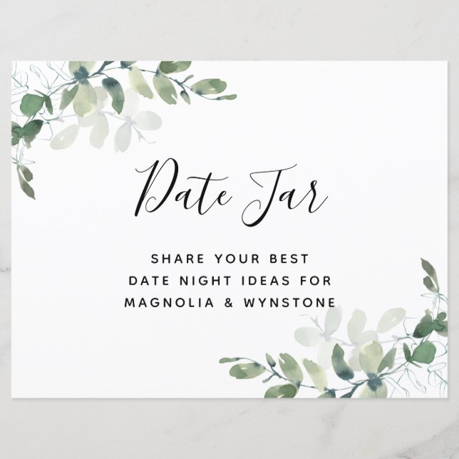 Date Jar Sign - Eucalyptus Bridal Shower (Front)