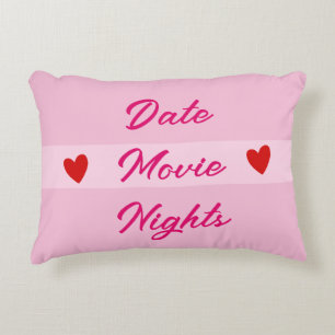 Date Movie Nights Typography Girly Pink Decorative Cushion