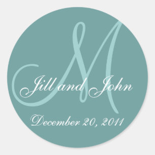 Date Names and Initial Monogram Blue Sticker