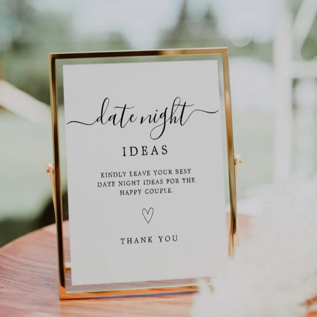 Date Night Cards | Bridal Shower Game Template Pedestal Sign (Date Night Cards | Bridal Shower Game Template Pedestal Sign)