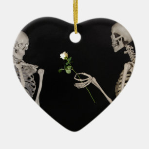 Date night Cute skeleton couple Ceramic Tree Decoration