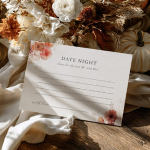 Date Night Fall Floral Bridal Shower Advice Enclosure Card