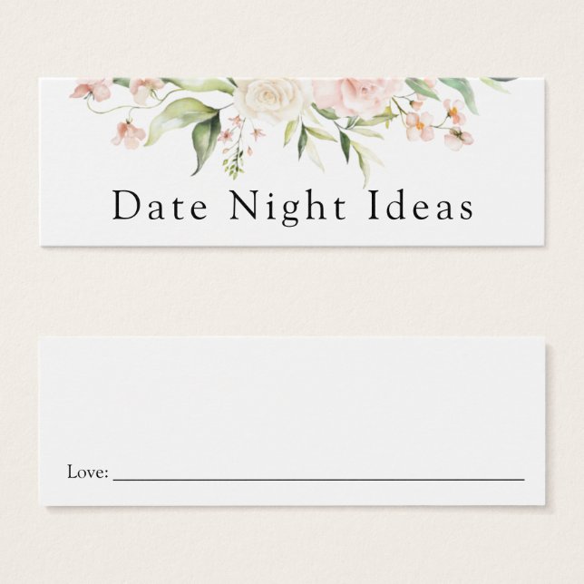 Date Night Idea Blush Florals Card (Front & Back)