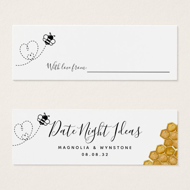 Date Night Ideas Bee Bridal Shower Wedding (Front & Back)