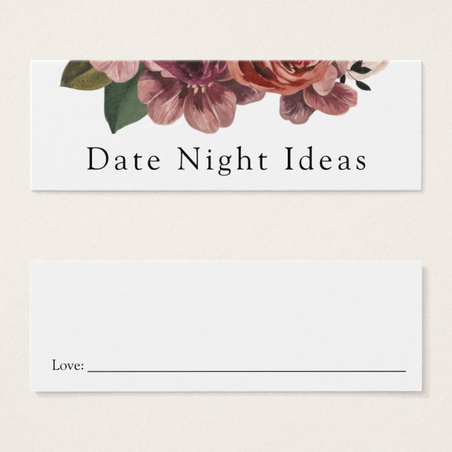 Date Night Ideas Bridal Shower Card (Front & Back)