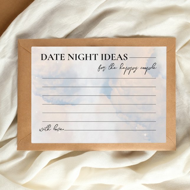 Date Night Ideas Bridal Shower Game On cloud 9 Enclosure Card (Creator Uploaded)