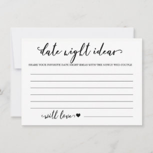 Date Night Ideas Card Bridal Shower Game