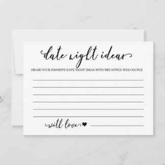 Date Night Ideas Card Bridal Shower Game