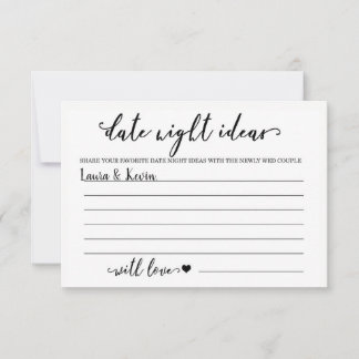 Date Night Ideas Card Bridal Shower Game
