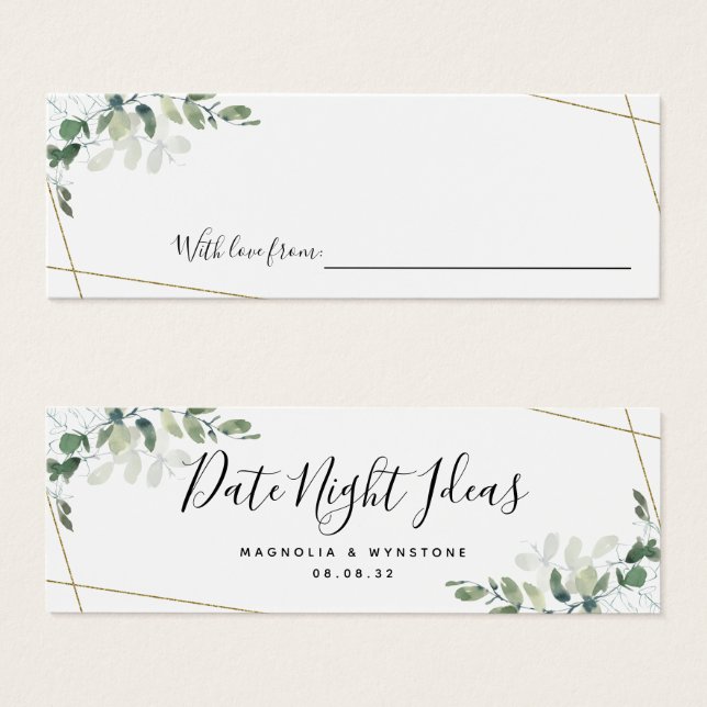 Date Night Ideas Eucalyptus Bridal Shower Wedding (Front & Back)