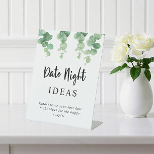 Date Night Ideas Eucalyptus Wedding Botanical Pedestal Sign