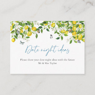 Date Night Ideas   Lemon Bridal Shower Enclosure Card