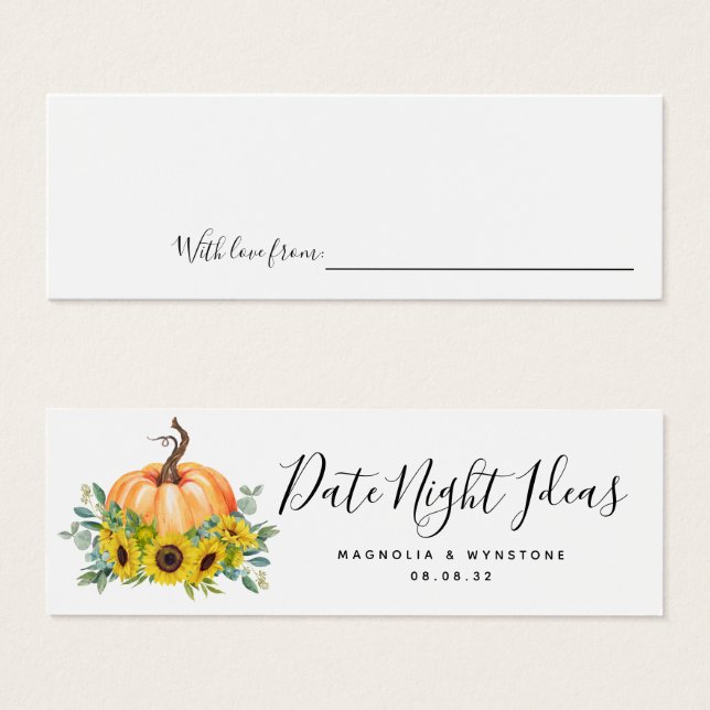 Date Night Ideas Pumpkin Bridal Shower Wedding (Front & Back)