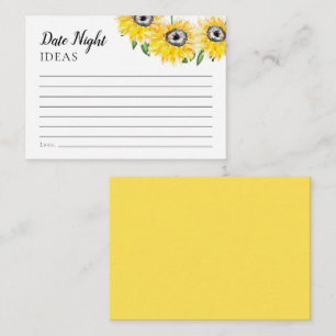 Date Night Ideas Sunflower Bridal Shower Wedding Enclosure Card