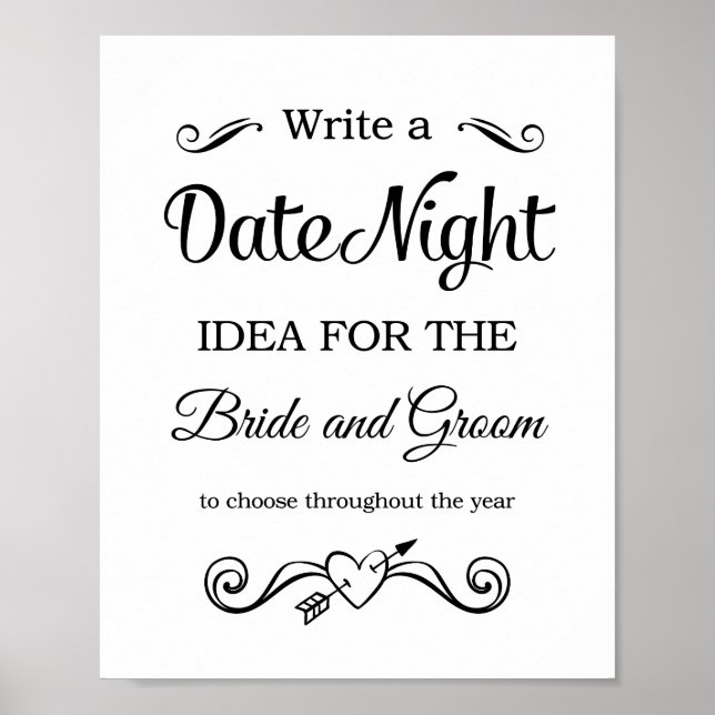 Date Night Ideas Wedding Poster (Front)