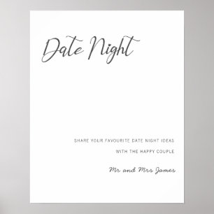 Date Night Jar Sign Wedding Advice Shower Cute 