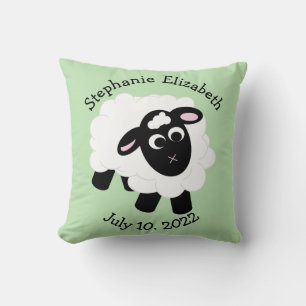 Date of Birth Cute Cartoon Sheep Throw Pillow
