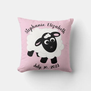 Date of Birth Cute Cartoon Sheep Throw Pillow