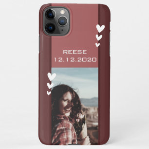 Date of Birth Reminder Photo Template Burgundy Red iPhone 11Pro Max Case
