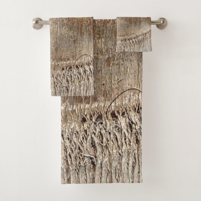 Date Palm Tree Trunk Texture Closeup Photo Image Bath Towel Set (Insitu)