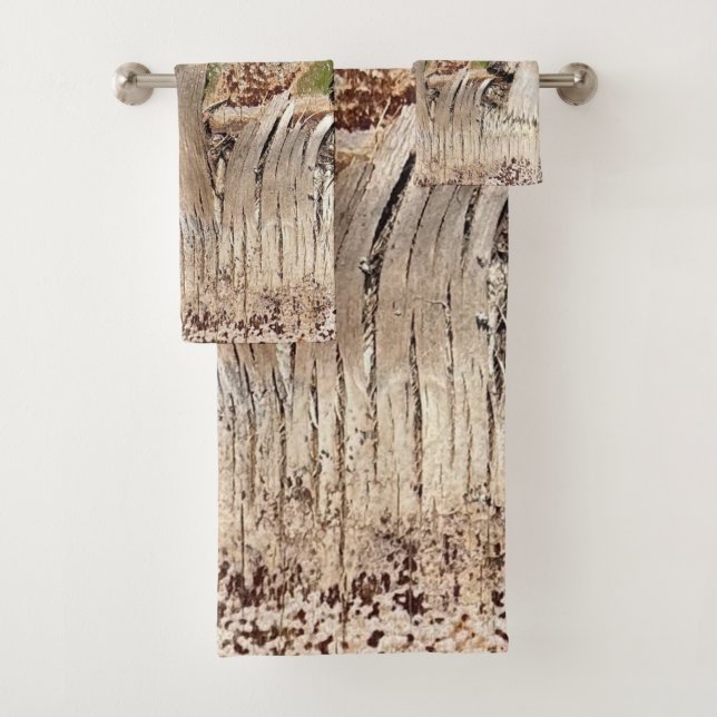 Date Palm Tree Trunk Texture Closeup Photo Image Bath Towel Set (Insitu)