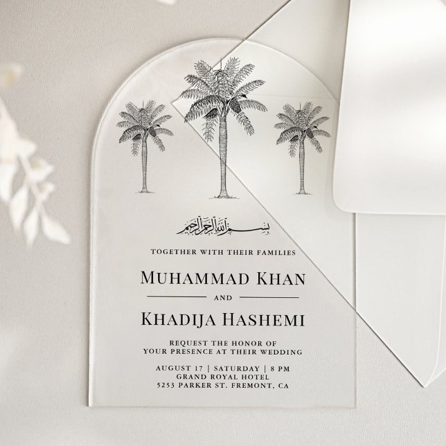 Date Palm Trees Islamic Muslim Wedding Acrylic Invitations (Creator Uploaded)