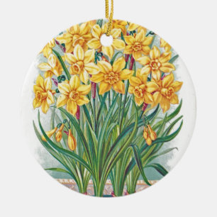 date rsvp flowers daffodil yellow vintage ceramic tree decoration