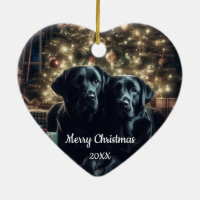 Dated Christmas Black Labrador Dog Pet