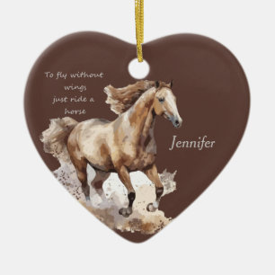 Dated Christmas Fly Without Wings Horse Love Ceramic Tree Decoration