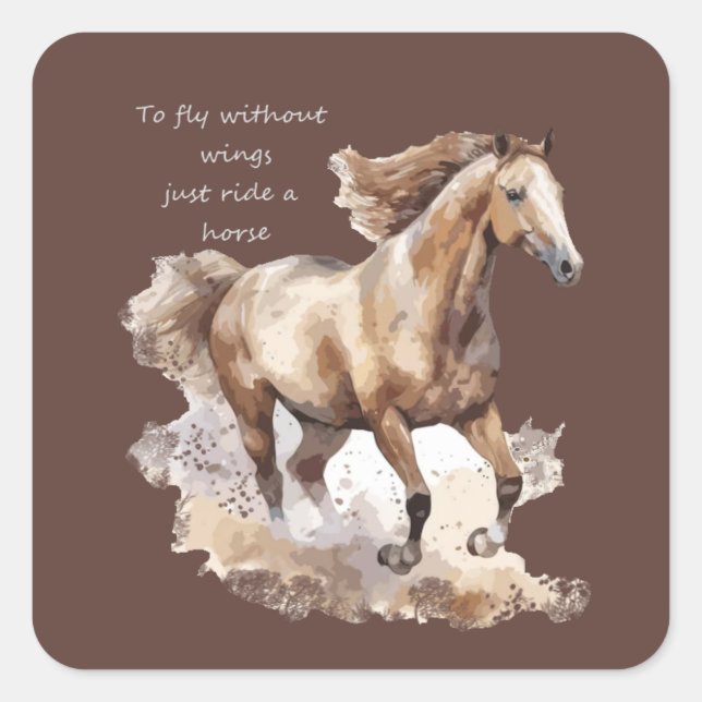 Dated Christmas Fly Without Wings Horse Love Square Sticker (Front)