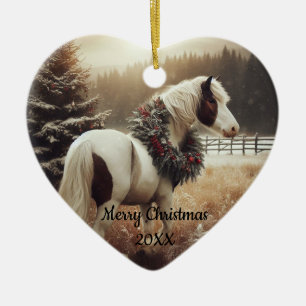 Dated Christmas Horse Love Art Ceramic Tree Decoration