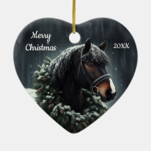 Dated Christmas Horse Love Art Ceramic Tree Decoration
