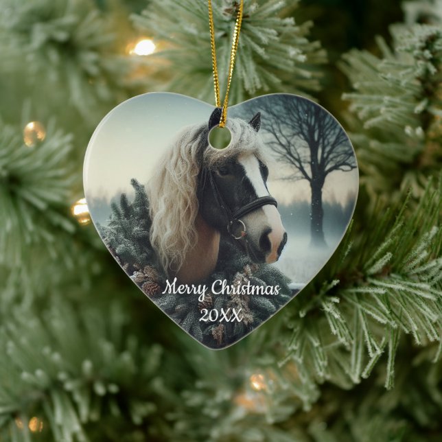 Dated Christmas Horse Love Art Ceramic Tree Decoration (Tree)