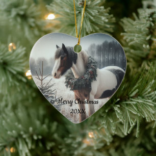 Dated Christmas Horse Love Art Ceramic Tree Decoration