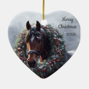 Dated Christmas Horse Love Art Ceramic Tree Decoration