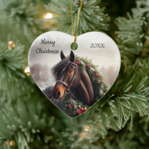 Dated Christmas Horse Love Art Ceramic Tree Decoration
