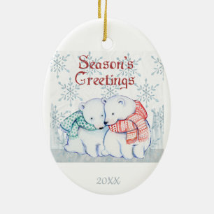 Dated Christmas Polar Bear Spouse Partner Love Ceramic Tree Decoration