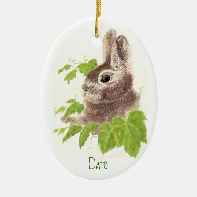 Dated, Custom Bunny Rabbit Ornament Animal (Front)