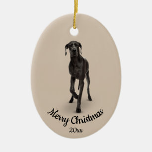 Dated Custom Photo Christmas Great Dane Dog Pet Ceramic Tree Decoration