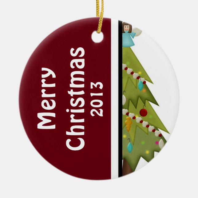 Dated Custom Photo Christmas Tree Ornament (Front)