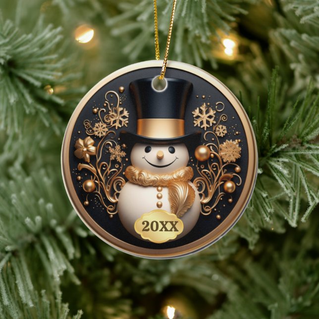 Dated Cute Snowman Christmas Ornament (Tree)