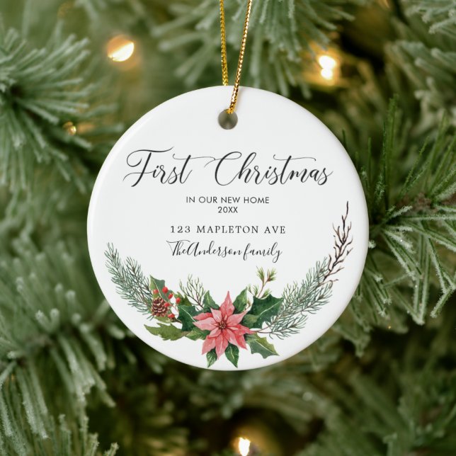 Dated First Christmas Our New Home With Names Ceramic Tree Decoration (Tree)
