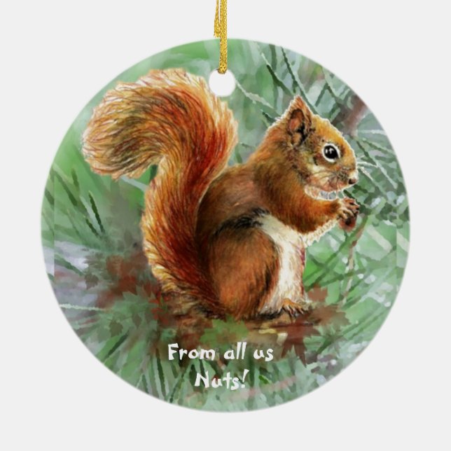 Dated From all us Nuts Christmas Squirrel Fun Ceramic Tree Decoration (Back)