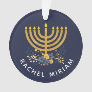 Dated Keepsake Baby's First Hanukkah   Blue & Gold Ornament