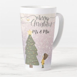 Dated Mr & Mrs Yellow Star Xmas Art Latte Mug