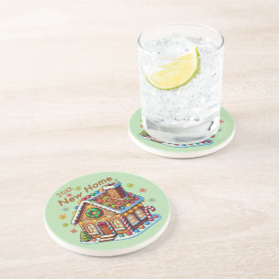 Dated New Home Gingerbread House Coaster