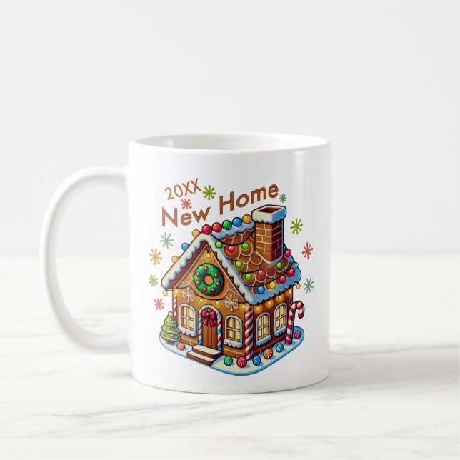 Dated New Home Gingerbread House Coffee Mug (Left)