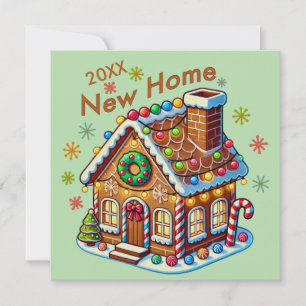 Dated New Home Gingerbread House Holiday Card