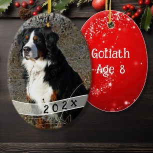 Dated Oval Dog Photo Christmas Ornament