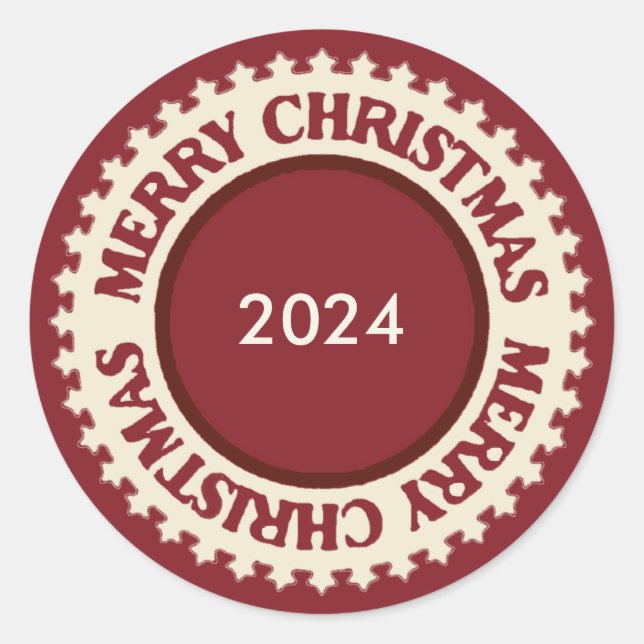 Dated Personalised Christmas  Classic Round Sticker (Front)